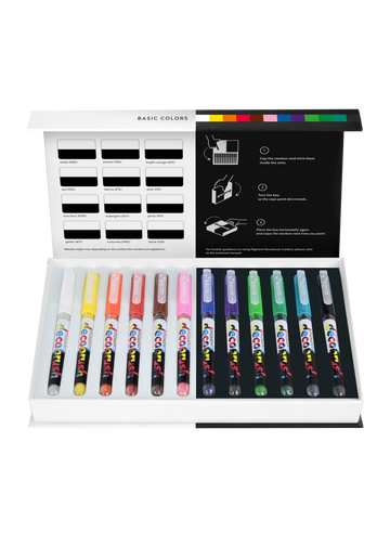 Karin Markers Pigment Decobrush BASIC COLORS Set 12 Stifte in Box