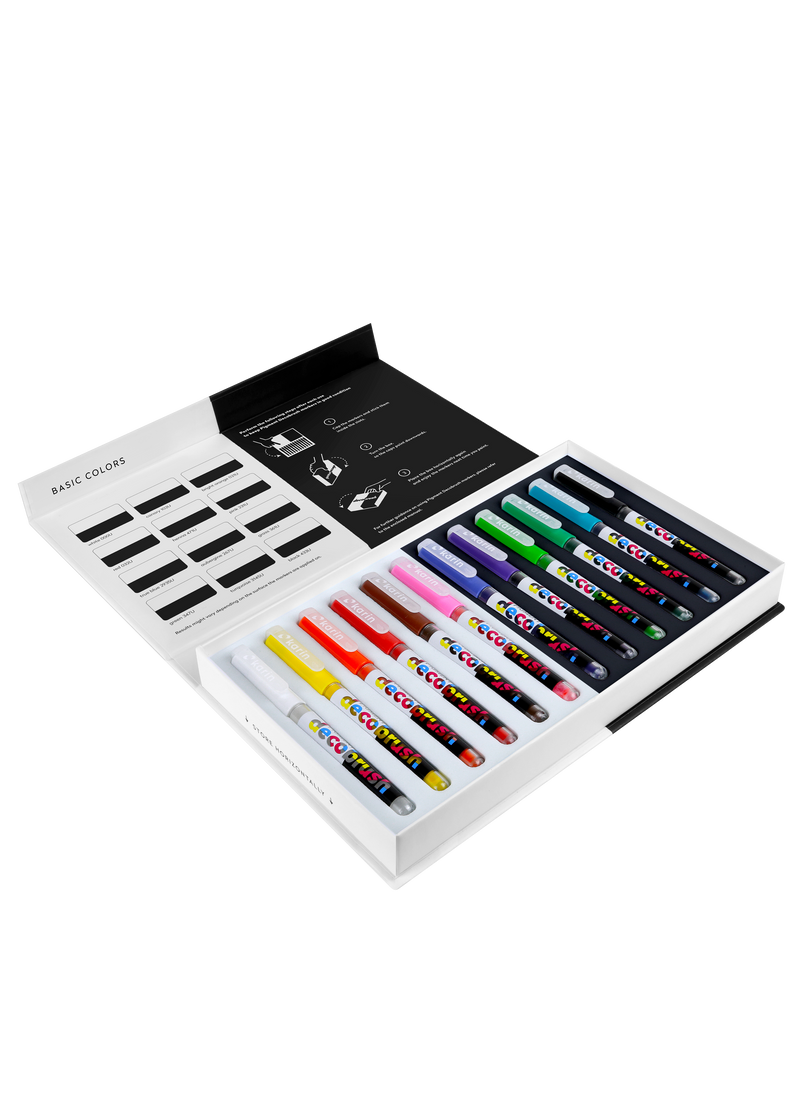 Karin Markers Pigment Decobrush BASIC COLORS Set 12 Stifte in Box