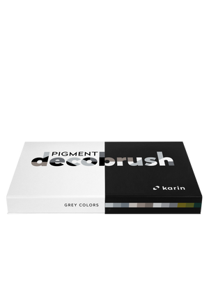 Karin Markers Pigment Decobrush GREY COLORS Set 12 Stifte in Box