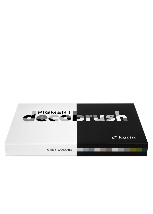 Karin Markers Pigment Decobrush GREY COLORS Set 12 Stifte in Box