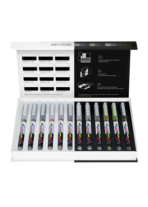 Karin Markers Pigment Decobrush GREY COLORS Set 12 Stifte in Box