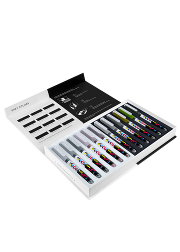 Karin Markers Pigment Decobrush GREY COLORS Set 12 Stifte in Box