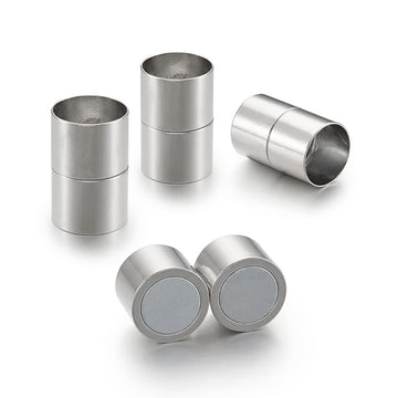 Magnetverschluss Röhre Kappel 20x13mm, silber glänzend, innen 12mm