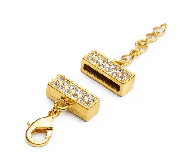Kappelverschluss rechteckig / Strass 32x13mm innen 11x2mm per Set