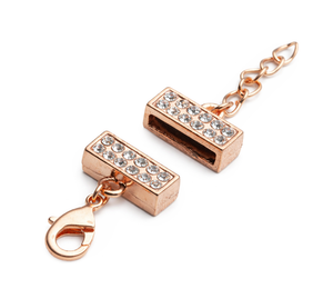 Kappelverschluss rechteckig/Strass, 32x13mm, innen 11x2mm, pro Set