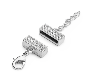 Kappelverschluss rechteckig/Strass, 32x13mm, innen 11x2mm, pro Set