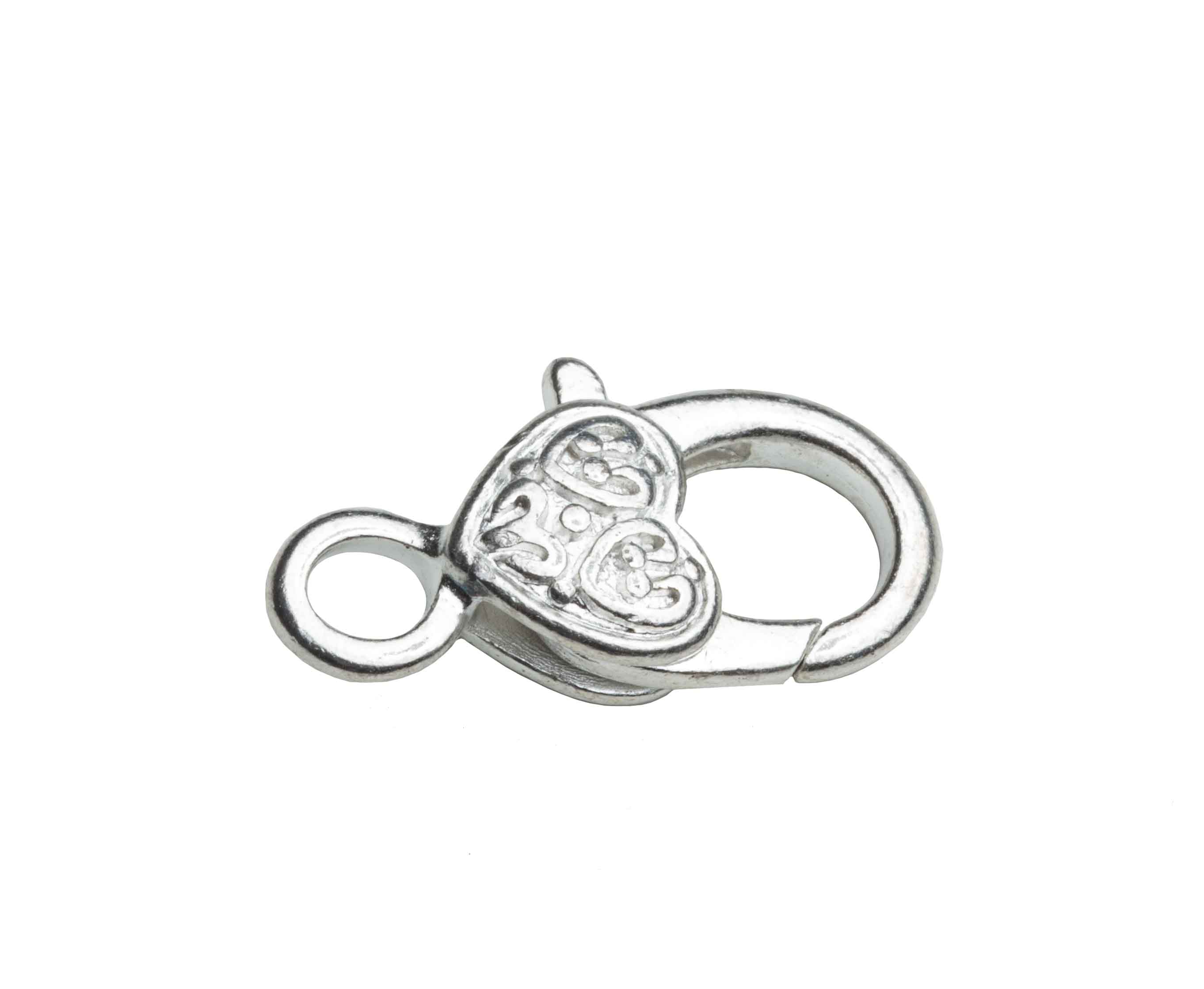 Karabiner mit Herz platin gemustert nickelfrei 23mm 2 Stück/Pkg.