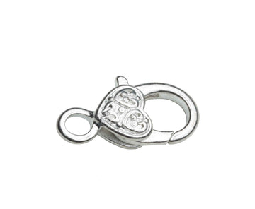 Karabiner mit Herz platin gemustert nickelfrei 23mm 2 Stück/Pkg.
