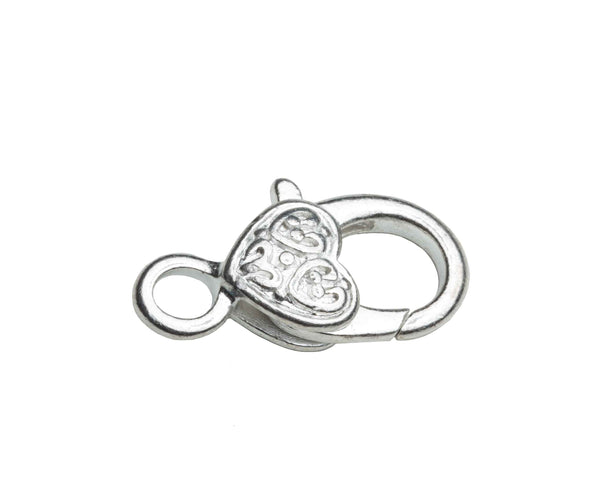 Karabiner mit Herz platin gemustert nickelfrei 23mm 2 Stück/Pkg.