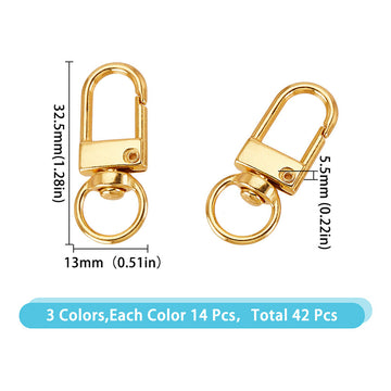 Karabinerhaken-Set mit Drehgelenk 3 Farben 13x32,5x 5,5mm 42 Stück