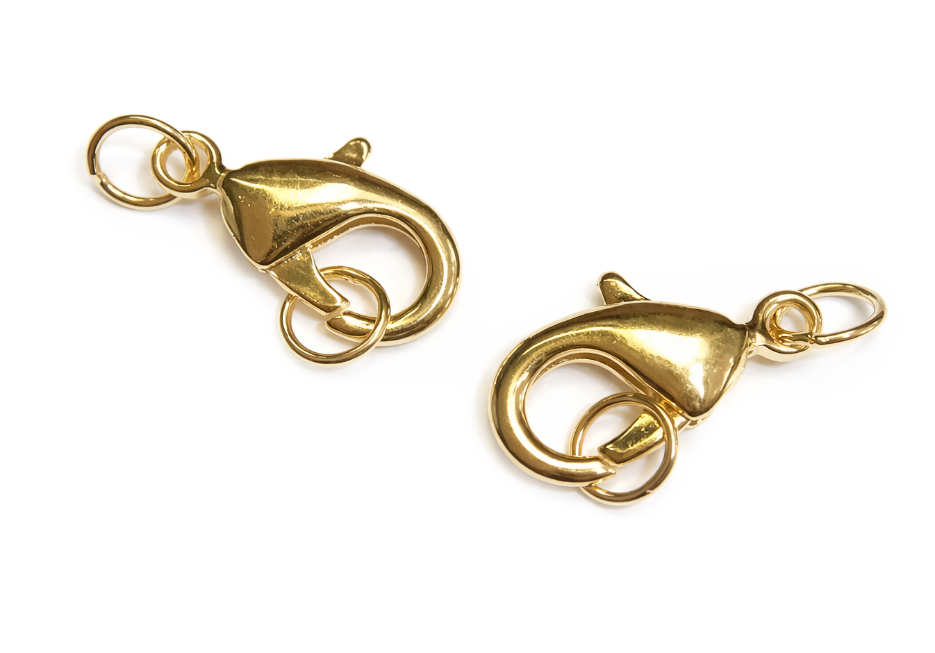 Karabiner gold m. Ringerl 23mm, 2 Stück/Pkg. nickelfrei