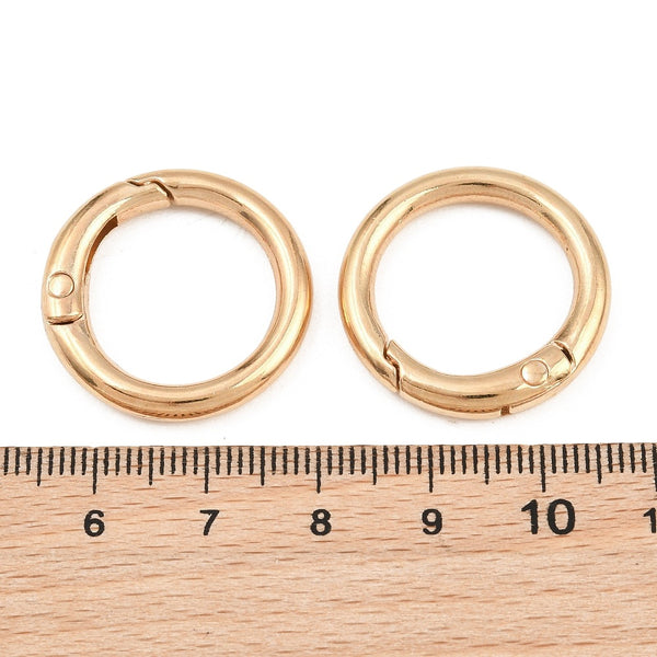 Karabinerring rund mit Federverschluss hellgold 25x3,5mm 3 Stück