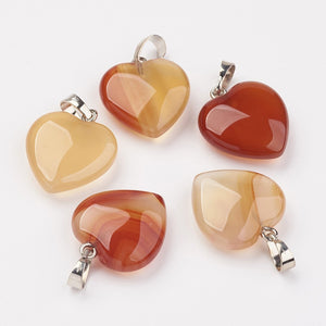 Karneol Edelstein Herz-Anhänger rotbraun Öse 22-23 mm 1 Stück