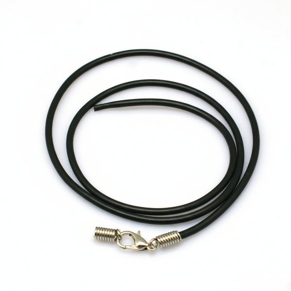 Kautschuk Collier 3mm schwarz einseitig offen 10 Stück/Pkg.