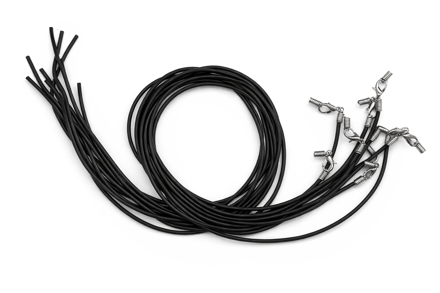 Kautschukcollier 1,5mm, schwarz mit Verschluss, einseitig offen, 10 Stück/Verpackung