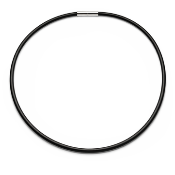 Kautschukcollier 4 mm schwarz mit Steckverschluss, 46 cm lang