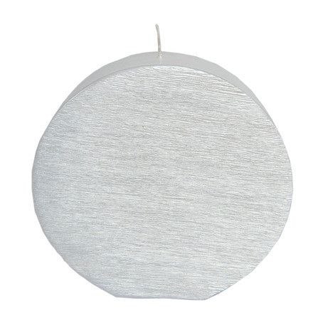 Kerze Scheibe gebürstet weiß perlmutt 170/180/43mm