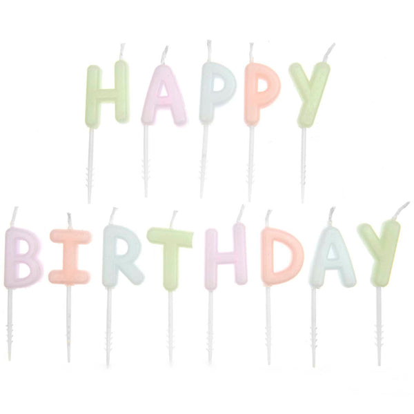 Kerzen Happy Birthday Pastell 13 Stk