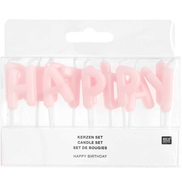 Kerzen Happy Birthday Rosa 13 Stück
