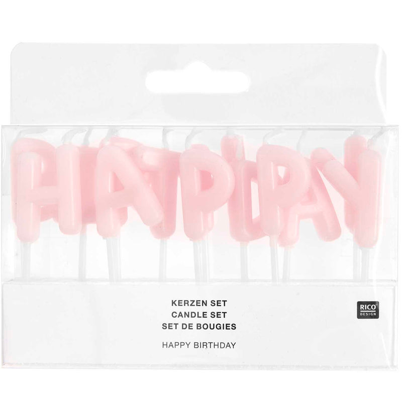 Kerzen Happy Birthday Rosa 13 Stück