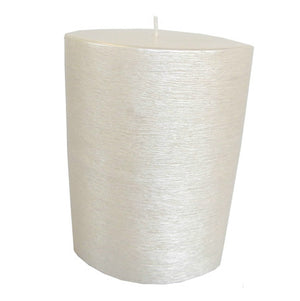 Kerzenrohling oval spitz gebürstet weiß perlmutt 220/150/80mm