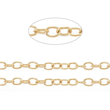 Kette aus Edelstahl goldfarbig ungeschweißt 8x6x1mm 1m