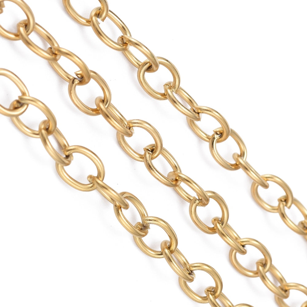 Kette aus Edelstahl goldfarbig ungeschweißt 8x6x1mm 1m