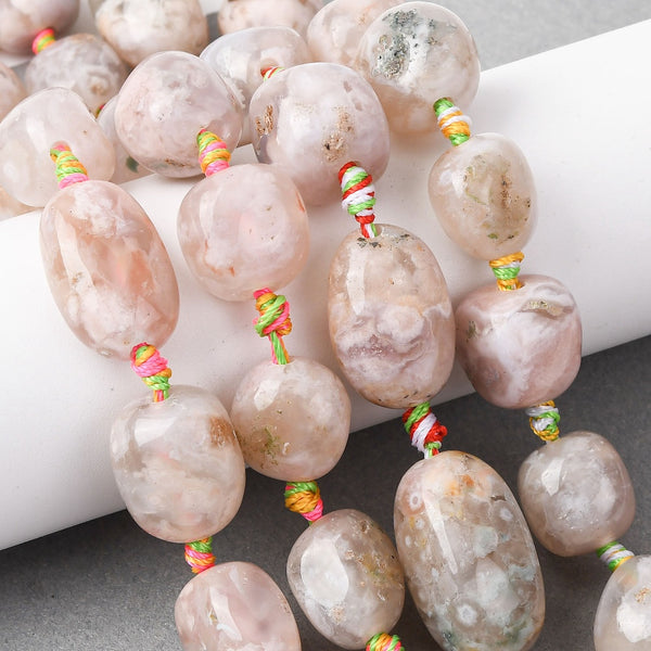 Kirschblüten Achat Naturstein-Perle Nuggets getrommelt 14-27mm Bohrung 2mm 1 Stück