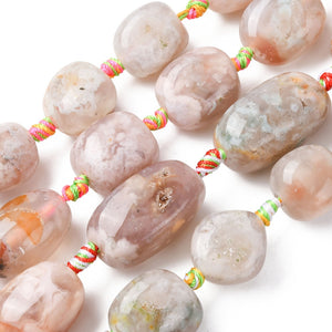 Kirschblüten Achat Naturstein-Perle Nuggets getrommelt 14-27mm Bohrung 2mm 1 Stück