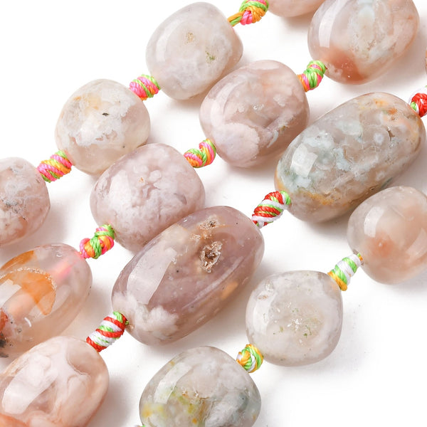 Kirschblüten Achat Naturstein-Perle Nuggets getrommelt 14-27mm Bohrung 2mm 1 Stück