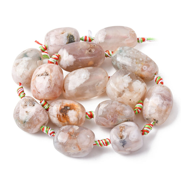 Kirschblüten Achat Naturstein-Perle Nuggets getrommelt 14-27mm Bohrung 2mm 1 Stück