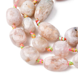 Kirschblüten Achat Naturstein-Perle Nuggets getrommelt 14-27mm Bohrung 2mm 1 Stück