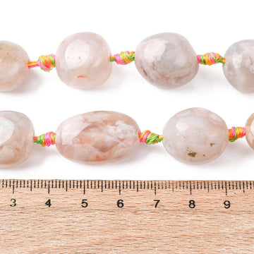 Kirschblüten Achat Naturstein-Perle Nuggets getrommelt 14-27mm Bohrung 2mm 1 Stück