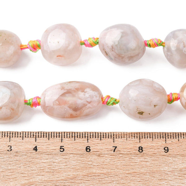 Kirschblüten Achat Naturstein-Perle Nuggets getrommelt 14-27mm Bohrung 2mm 1 Stück