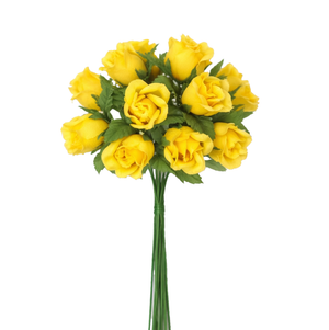 Kleinblumen Farm-Rose gelb auf Drahtstiel 12 Stk./Bund