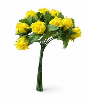 Kleinblumen Farm-Rose gelb auf Drahtstiel 12 Stk./Bund