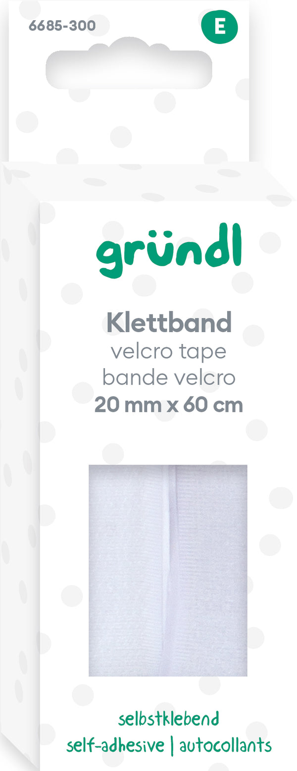 Klettband weiß selbstklebend 20 mm 60cm