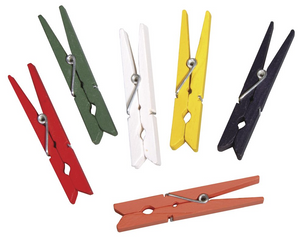 Holz-Wäscheklammern bunt 72mm 6 Farben 18Stück