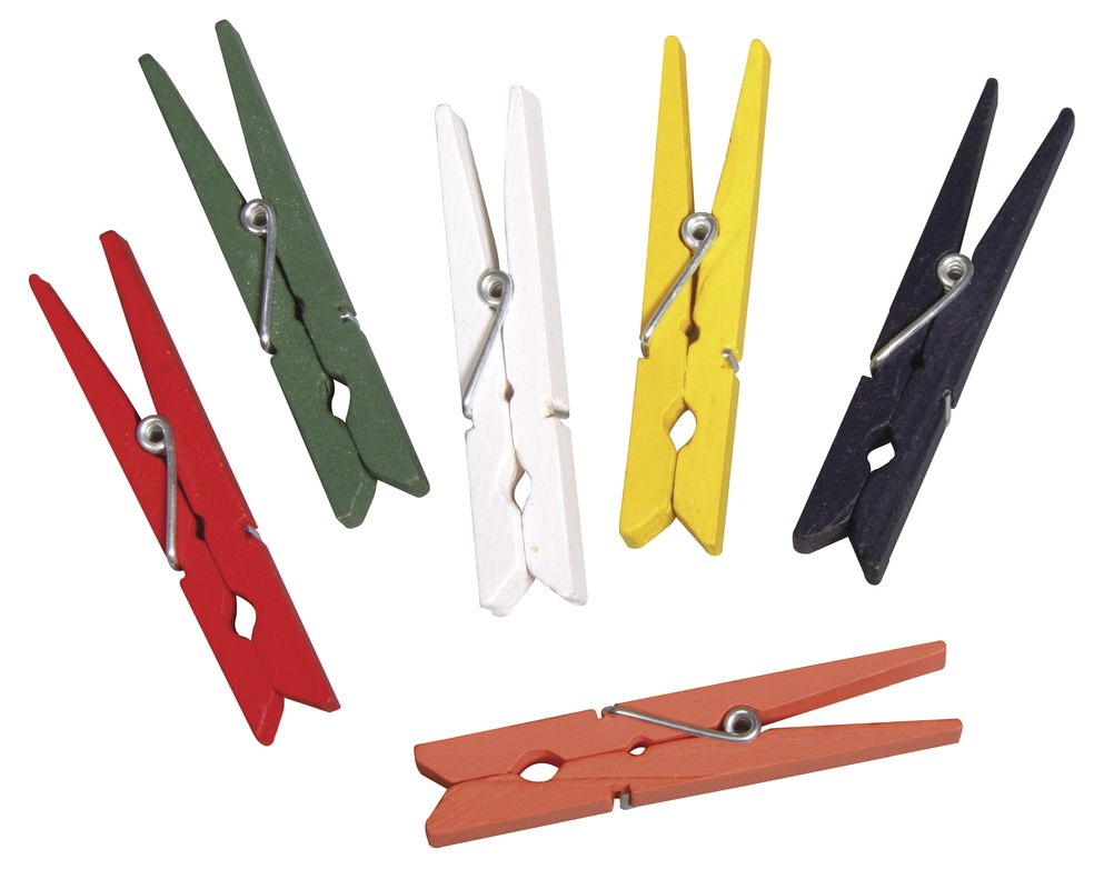 Holz-Wäscheklammern bunt 72mm 6 Farben 18Stück