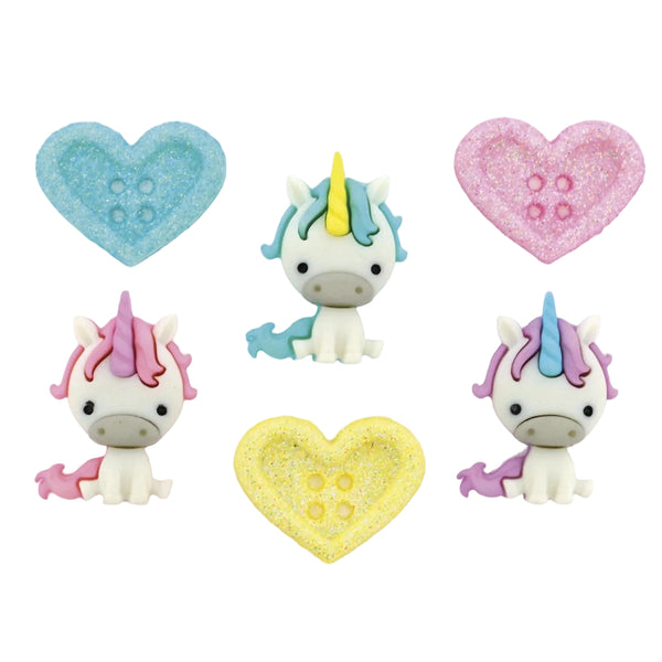 Dress It Up Acrylknöpfe Set Einhorn 6 Stück