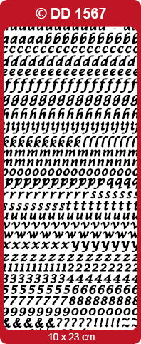 Konturensticker Shiny Outline Alphabet Kleinbuchstaben Zahlen silber 10x23cm Bogen