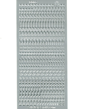 Konturensticker Shiny Outline Alphabet Kleinbuchstaben Zahlen silber 10x23cm Bogen