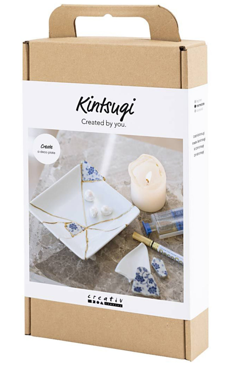 Kreativ Set Kintsugi Schale Blau Gold Weiß