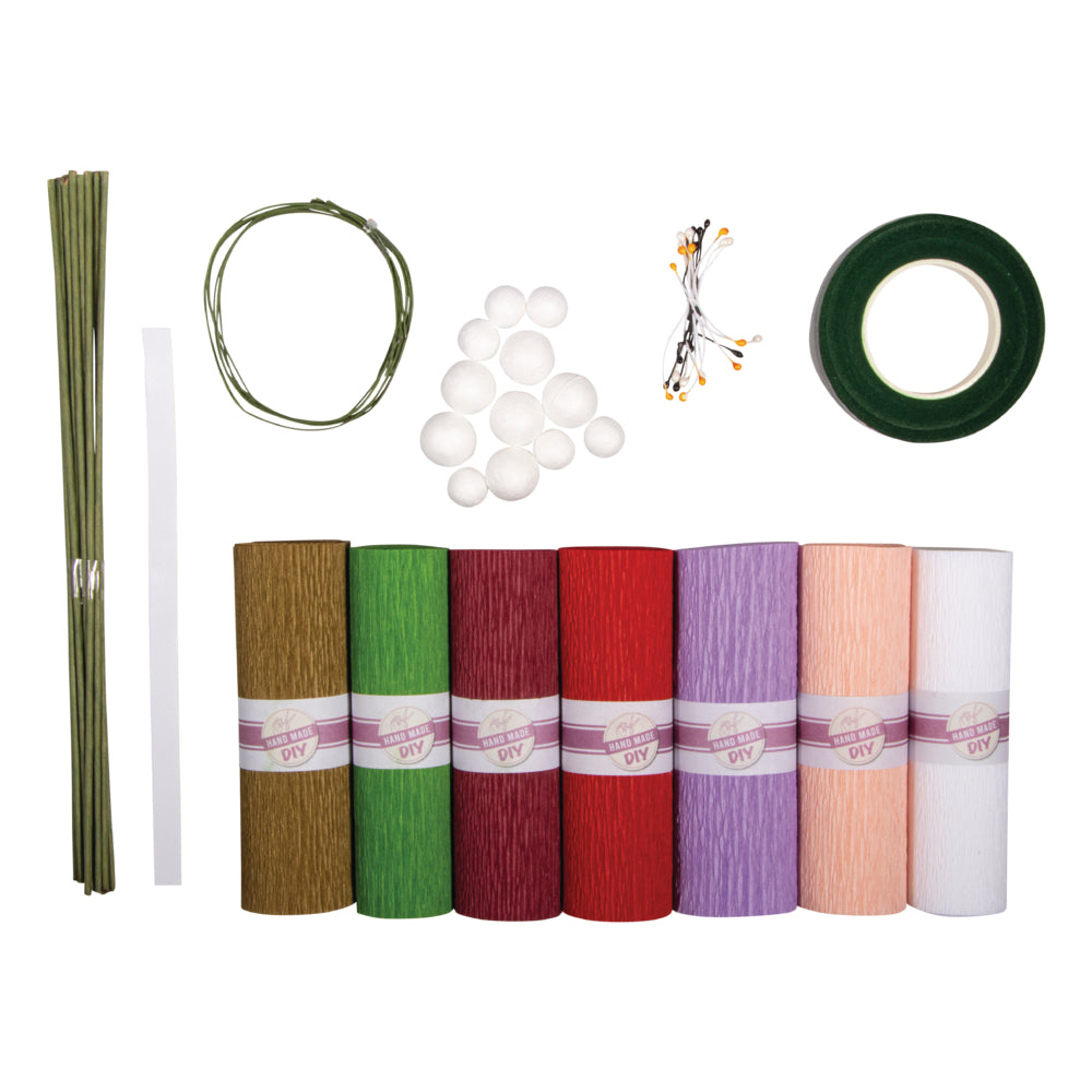 Krepppapier Blumen Set bunt sortiert 105g/m² / Box