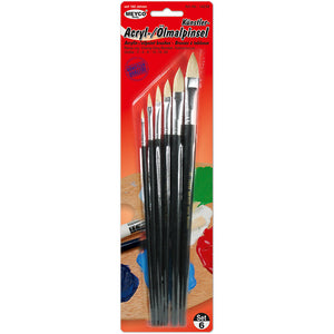 Künstler- Acryl-/ Ölmalpinsel Borsten Katzenzungen Set 6 Stück