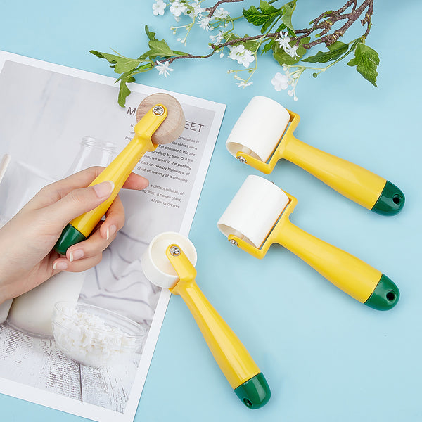 Kunststoffwalzen-Set + 1 Holzwalze für Druckgrafiken 4 Stück