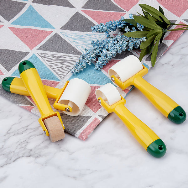 Kunststoffwalzen-Set + 1 Holzwalze für Druckgrafiken 4 Stück