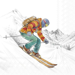 IHR Lunch-Servietten Skifahrer BLACK SKI RUNS FSC-Mix 33x33cm 20 Stück / Packung