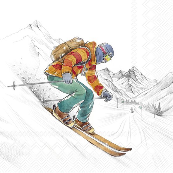 IHR Lunch-Servietten Skifahrer BLACK SKI RUNS FSC-Mix 33x33cm 20 Stück / Packung