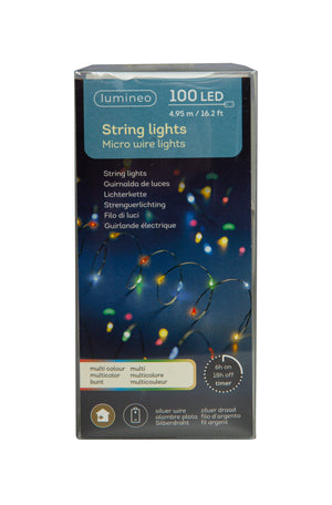Lichterkette LED Micro Wire Lights 100 LED´s 4,95m batteriebetrieben mehrfarbig